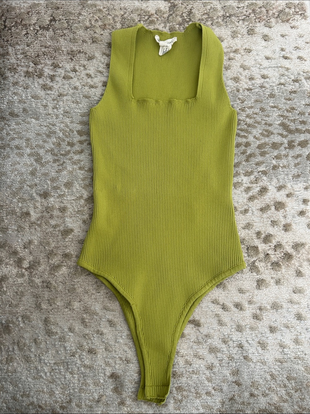 Ribbed Chartreuse Sleeveless Bodysuit